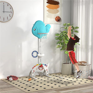 CANESTRO BASKET PER BAMBINI 5 IN 1 CON ALTEZZA REGOLABILE PORTA DA CALCIO E GOLF ETÀ 3-6 ANNI