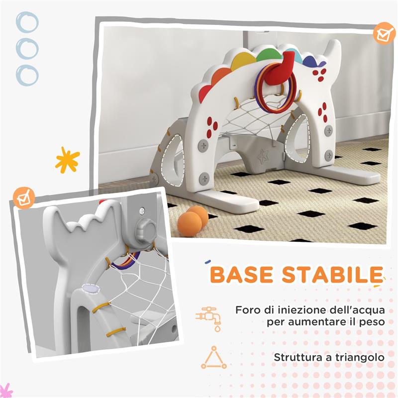 CANESTRO BASKET PER BAMBINI 5 IN 1 CON ALTEZZA REGOLABILE PORTA DA CALCIO E GOLF ETÀ 3-6 ANNI