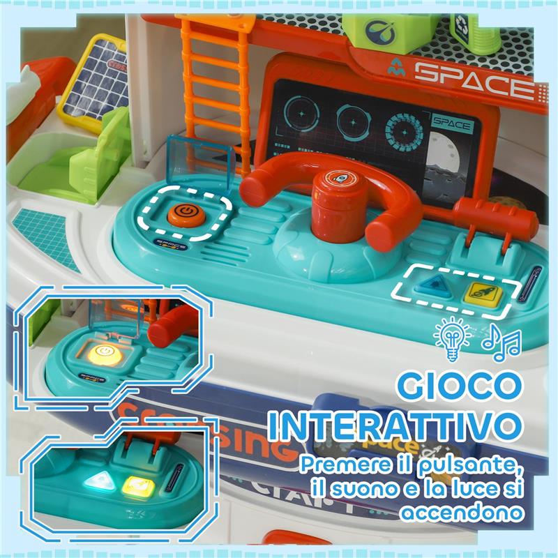 BANCO DA LAVORO GIOCATTOLO DA 21 PEZZI A TEMA SPAZIALE CON SUONI E LUCI IN PP E GPPS 45.5X24X52.5 CM