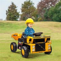 CAMION PER BAMBINI 3-5 ANNI CON MOTORE 12V MACCHINA ELETTRICA PER BAMBINI CON MUSICA E FARI GIALLO