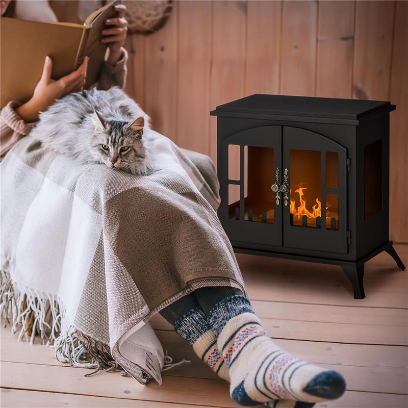 CAMINO A BIOETANOLO IN ACCIAIO INOX CON BRUCIATORE DA 0.9L PER 3 ORE DI DURATA 55X31X55CM NERO