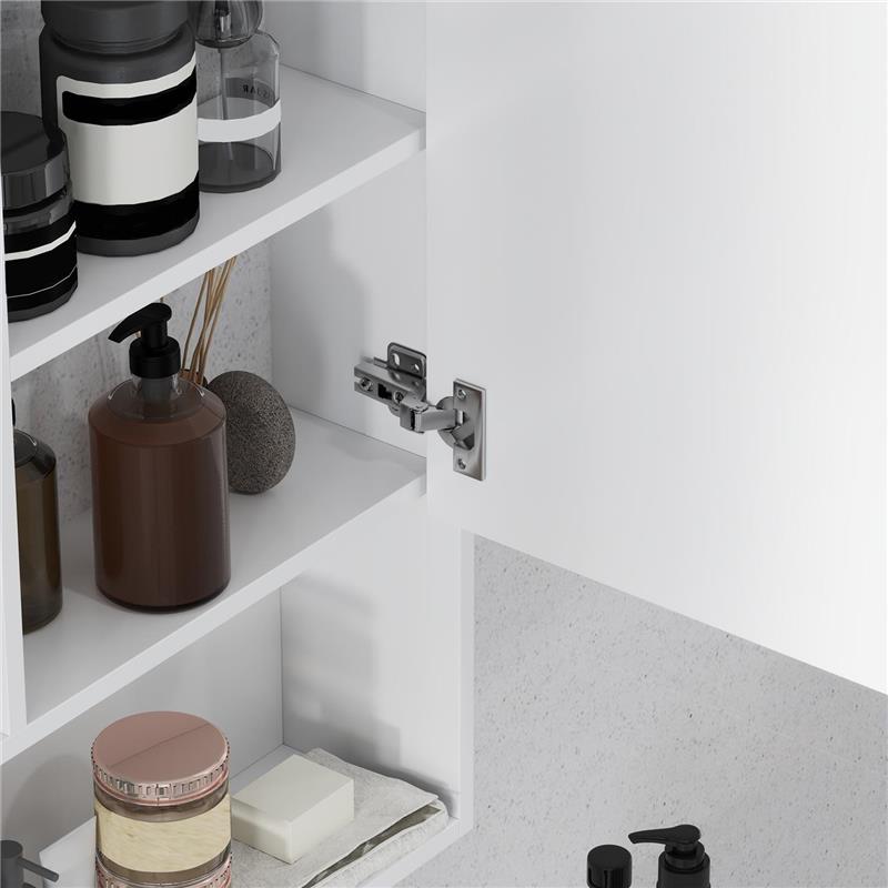 ARMADIETTO BAGNO CON SPECCHIO RIPIANI E SCAFFALE REGOLABILE MONTAGGIO A PARETE 60X15X76CM BIANCO