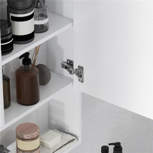 ARMADIETTO BAGNO CON SPECCHIO RIPIANI E SCAFFALE REGOLABILE MONTAGGIO A PARETE 60X15X76CM BIANCO