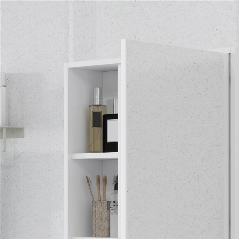 ARMADIETTO BAGNO CON SPECCHIO RIPIANI E SCAFFALE REGOLABILE MONTAGGIO A PARETE 60X15X76CM BIANCO
