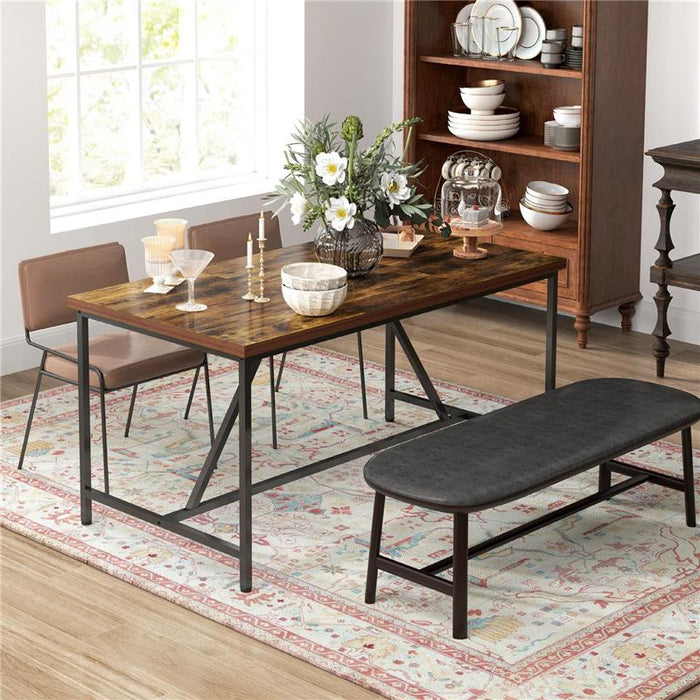 TAVOLO DA PRANZO PER 6 PERSONE STILE INDUSTRIALE IN LEGNO E ACCIAIO, 150X80X75 CM, MARRONE