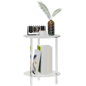 TAVOLINO BASSO ROTONDO A 2 LIVELLI IN ACRILICO PER INTERNI, Ï40X50 CM, TRASPARENTE