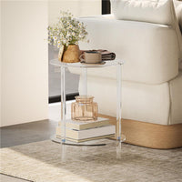 TAVOLINO BASSO ROTONDO A 2 LIVELLI IN ACRILICO PER INTERNI, Ï40X50 CM, TRASPARENTE