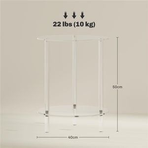 TAVOLINO BASSO ROTONDO A 2 LIVELLI IN ACRILICO PER INTERNI, Ï40X50 CM, TRASPARENTE
