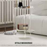 TAVOLINO BASSO ROTONDO A 2 LIVELLI IN ACRILICO PER INTERNI, Ï40X50 CM, TRASPARENTE