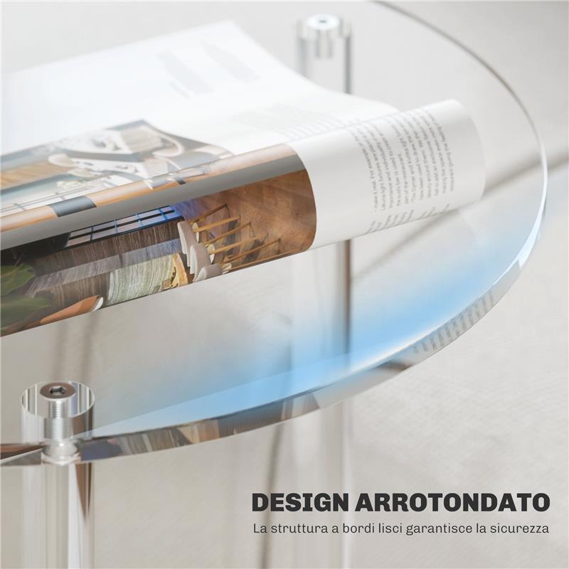 TAVOLINO BASSO ROTONDO A 2 LIVELLI IN ACRILICO PER INTERNI, Ï40X50 CM, TRASPARENTE