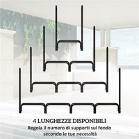 PORTALEGNA DA INTERNO ED ESTERNO IN METALLO CON TELO PORTA LEGNA E COPERTURA 240X36X99 CM NERO