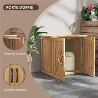 CASETTA DA GIARDINO IN LEGNO A 2 ANTE CON MANIGLIE IN STILE COUNTRY 77X55X72 CM MARRONE