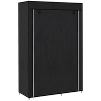 ARMADIO GUARDAROBA PORTATILE IN TESSUTO CON 6 RIPIANI APERTI E UN APPENDINO 103X43X162.5 CM NERO