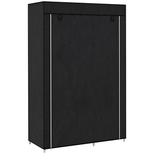 ARMADIO GUARDAROBA PORTATILE IN TESSUTO CON 6 RIPIANI APERTI E UN APPENDINO 103X43X162.5 CM NERO