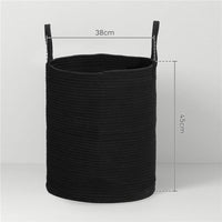CESTO PORTABIANCHERIA DA 36L PORTATILE E PIEGHEVOLE CON MANICI IN COTONE NATURALE 38X45 CM NERO