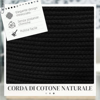 CESTO PORTABIANCHERIA DA 36L PORTATILE E PIEGHEVOLE CON MANICI IN COTONE NATURALE 38X45 CM NERO