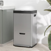 BIDONE IMMONDIZIA A 3 SEZIONI DA 56L CON SUPPORTO PER DEODORANTE IN ACCIAIO E POLIPROPILENE 45.7X35.8X76 CM ARGENTO