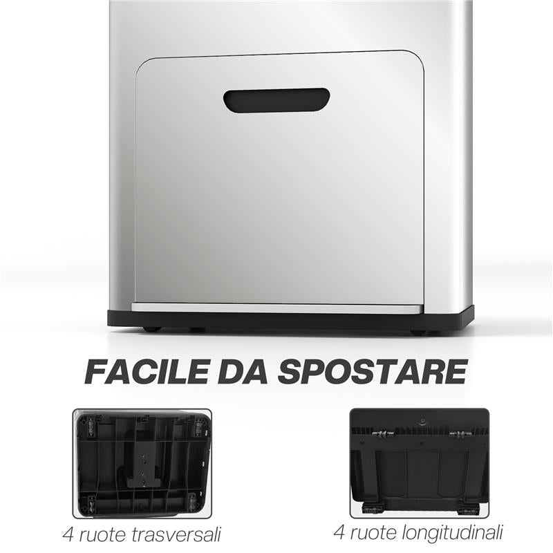 BIDONE IMMONDIZIA A 3 SEZIONI DA 56L CON SUPPORTO PER DEODORANTE IN ACCIAIO E POLIPROPILENE 45.7X35.8X76 CM ARGENTO