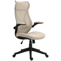 SEDIA DA UFFICIO CON BRACCIOLI RIBALTABILI ALTEZZA REGOLABILE E SCHIENALE INCLINABILE BEIGE