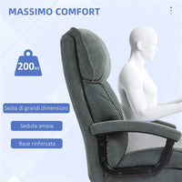 SEDIA DA UFFICIO RINFORZATA CAPACITÀ 200KG GIREVOLE E INCLINABILE IN TESSUTO VELLUTATO GRIGIO