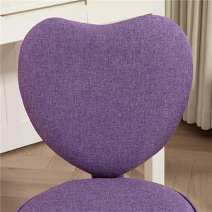 SEDIA PER SCRIVANIA A CUORE CON 5 ROTELLE E ALTEZZA REGOLABILE IN TESSUTO 40X50X79-89 CM VIOLA