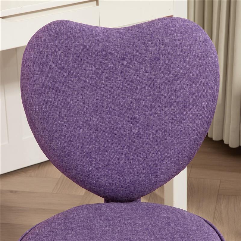 SEDIA PER SCRIVANIA A CUORE CON 5 ROTELLE E ALTEZZA REGOLABILE IN TESSUTO 40X50X79-89 CM VIOLA