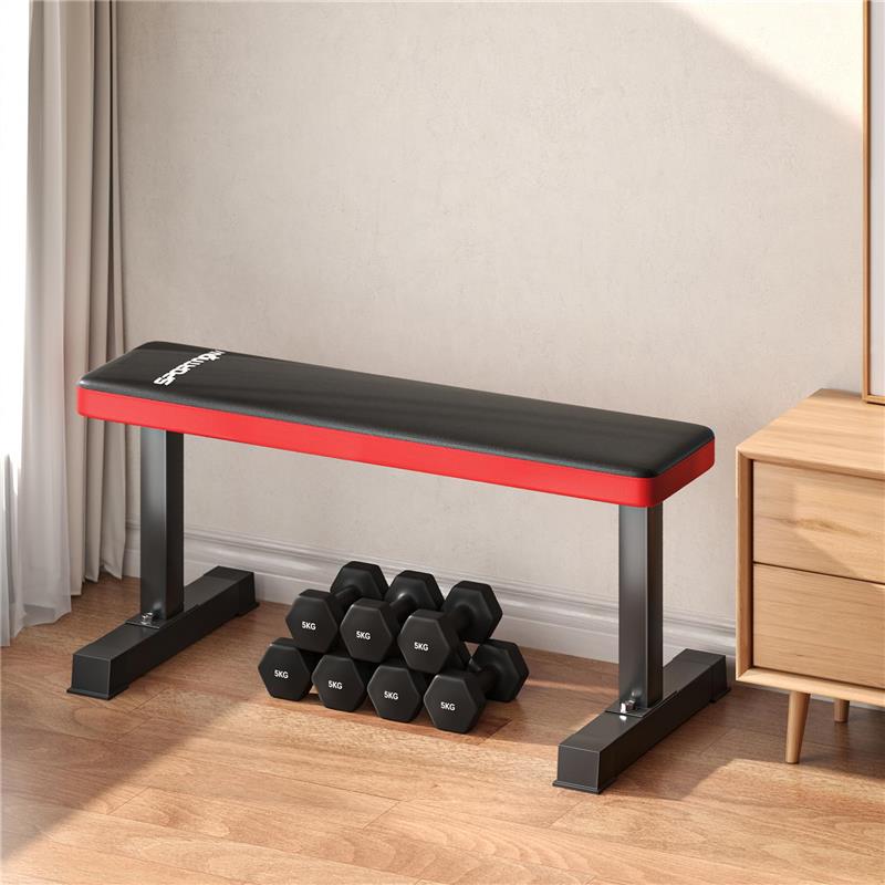 PANCA PIANA PER PESI E ADDOMINALI IN ACCIAIO CON CUSCINO E CAPACITÀ 300 KG 106X26X48 CM NERO