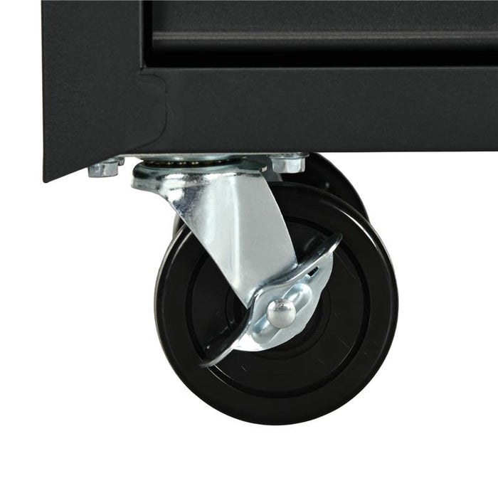 CARRELLO DA OFFICINA CON 7 CASSETTI SERRATURA CON CHIAVI RUOTE E MANIGLIA 69X33X75 CM NERO