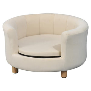 DIVANO PER CANI E GATTI IMBOTTITO CON SCHIENALE E CUSCINO RIMOVIBILE 65X64X37 CM CREMA