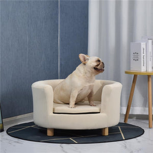 DIVANO PER CANI E GATTI IMBOTTITO CON SCHIENALE E CUSCINO RIMOVIBILE 65X64X37 CM CREMA