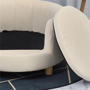 DIVANO PER CANI E GATTI IMBOTTITO CON SCHIENALE E CUSCINO RIMOVIBILE 65X64X37 CM CREMA