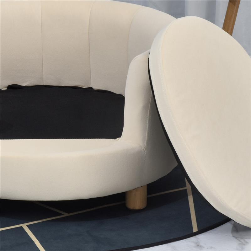 DIVANO PER CANI E GATTI IMBOTTITO CON SCHIENALE E CUSCINO RIMOVIBILE 65X64X37 CM CREMA