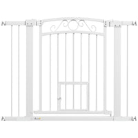 CANCELLINO PER CANI REGOLABILE CON ESTENSIONI PORTA PER GATTI E APERTURA A UNA MANO 76-104X77CM BIANCO