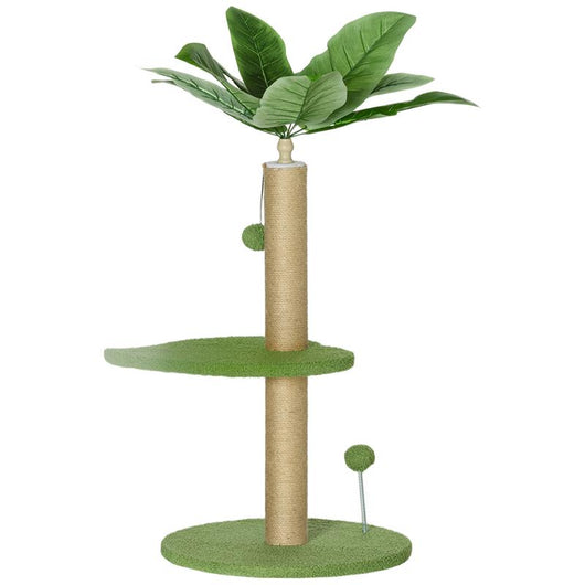 ALBERO PER GATTI CON PALO TIRAGRAFFI PIATTAFORME E PALLINE IN PELUCHE E TRUCIOLATO Ï40X83 CM VERDE