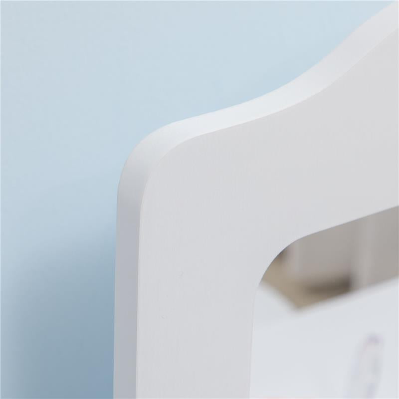 SET TOELETTA PER BAMBINI CON TAVOLO TRUCCO E SGABELLO SPECCHIO E 2 CASSETTI BIANCO E COLORE LEGNO