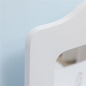 SET TOELETTA PER BAMBINI CON TAVOLO TRUCCO E SGABELLO SPECCHIO E 2 CASSETTI BIANCO E COLORE LEGNO