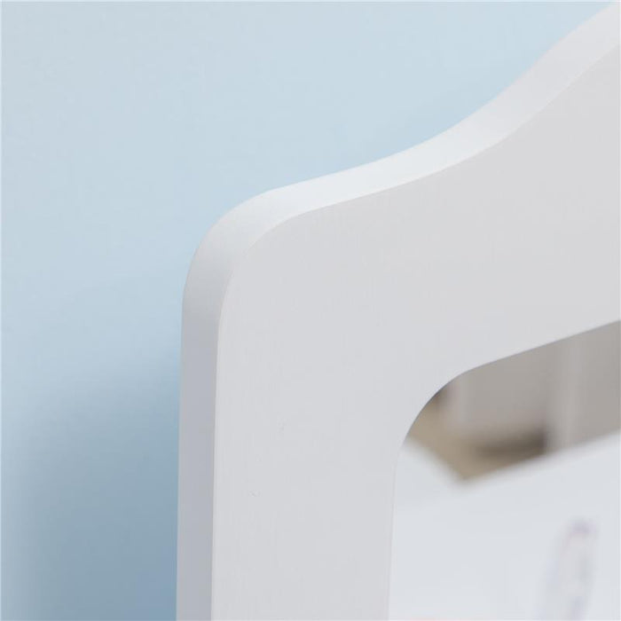 SET TOELETTA PER BAMBINI CON TAVOLO TRUCCO E SGABELLO SPECCHIO E 2 CASSETTI BIANCO E COLORE LEGNO