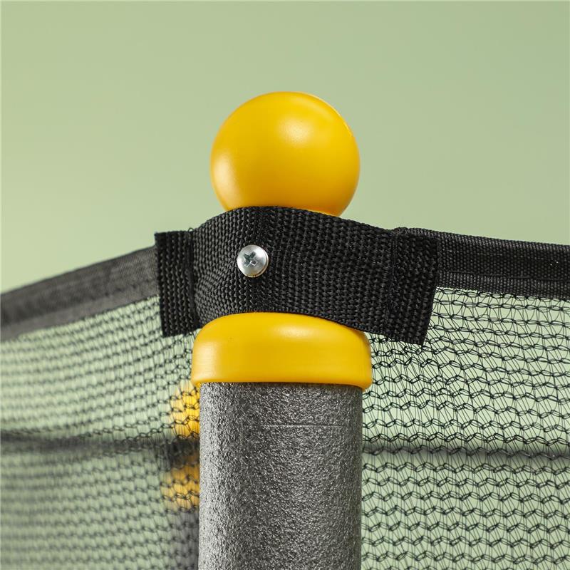 TRAMPOLINO ELASTICO PER BAMBINI Ï1.6X1.9 M CON RETE DI SICUREZZA E PALI IMBOTTITI, ETÓ 3-10 ANNI, NERO