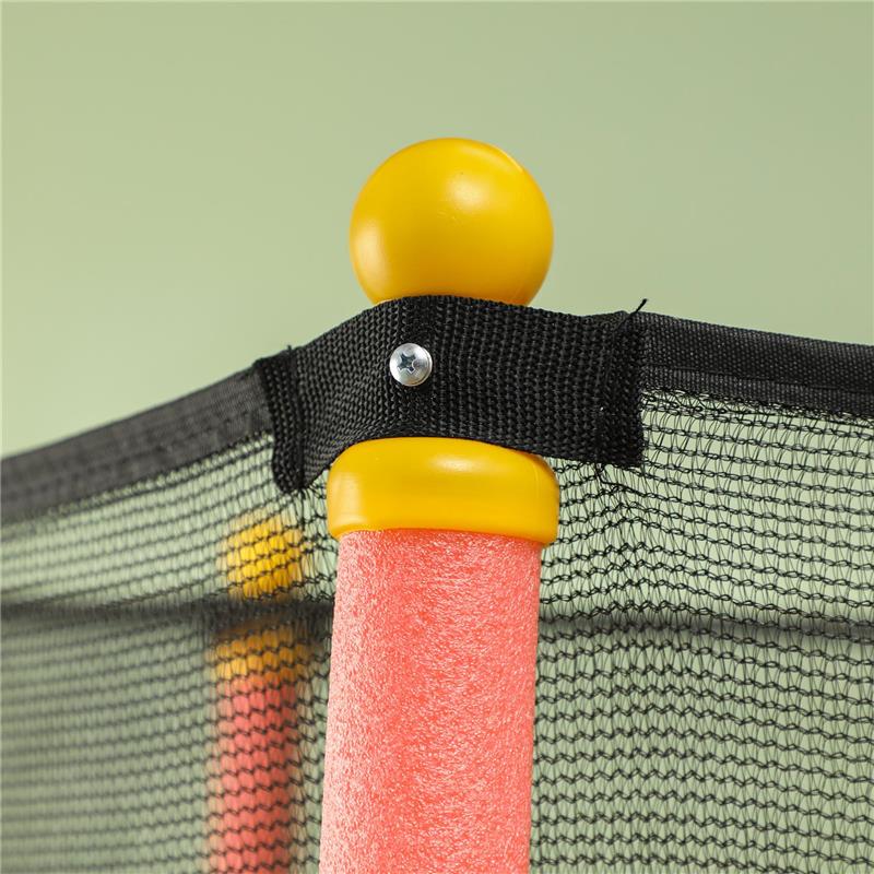 TRAMPOLINO ELASTICO PER BAMBINI Ï1.6X1.9 M CON RETE DI SICUREZZA E PALI IMBOTTITI, ETÓ 3-10 ANNI, ROSSO