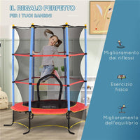 TRAMPOLINO PER BAMBINI CON TAPPETO ELASTICO, RETE DI SICUREZZA E PALI IMBOTTITI, ETÓ 3-10 ANNI, BLU