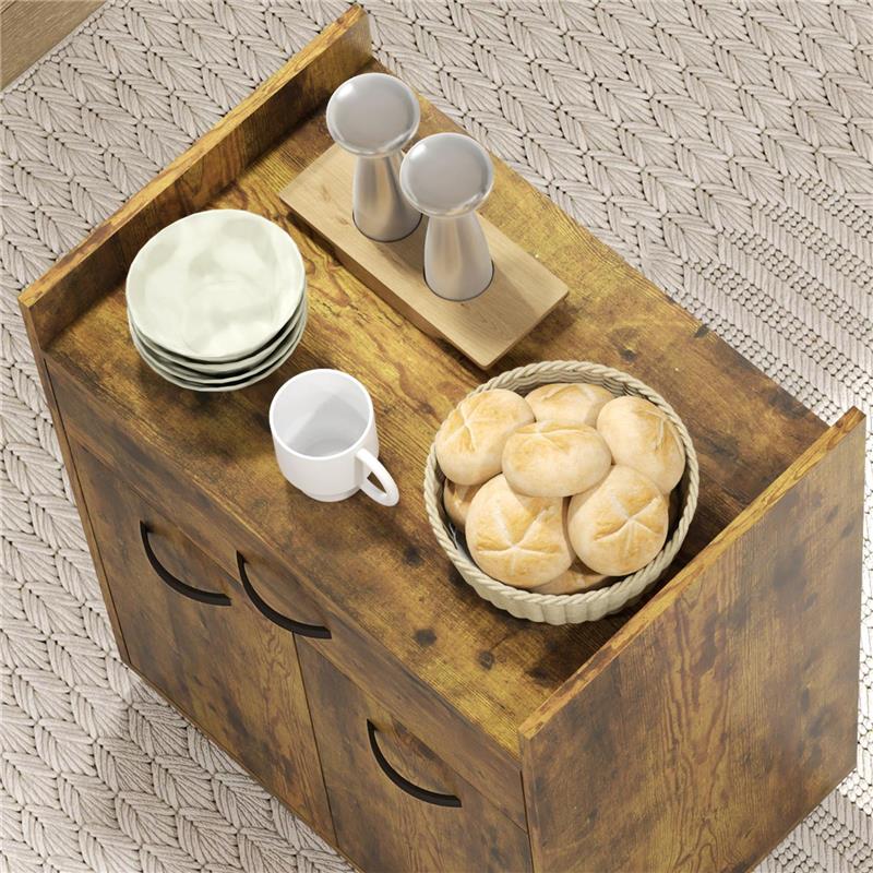 CARRELLO DA CUCINA CON CASSETTO ARMADIETTO E 4 RUOTE IN LEGNO 60X40X77CM MARRONE RUSTICO