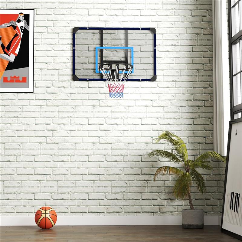 CANESTRO BASKET DA MURO CON TABELLONE INFRANGIBILE E CERCHIO IN ACCIAIO 113X61X73 CM