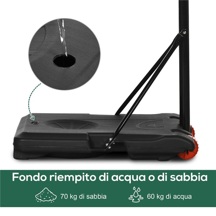 CANESTRO BASKET PER BAMBINI 6-14 ANNI ALTEZZA REGOLABILE 2.1-2.4 MT RUOTE E BASE RIEMPIBILE GIALLO