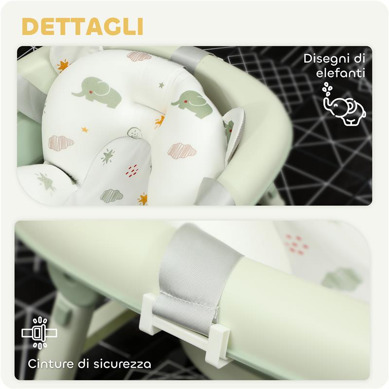 VASCHETTA BAGNETTO PIEGHEVOLE PER NEONATI CON CUSCINETTO E LAVABO, IN PLASTICA ANTISCIVOLO, 86X53X25.5 CM, VERDE