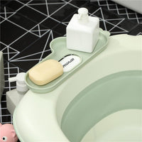 VASCHETTA BAGNETTO PIEGHEVOLE PER NEONATI CON CUSCINETTO E LAVABO, IN PLASTICA ANTISCIVOLO, 86X53X25.5 CM, VERDE