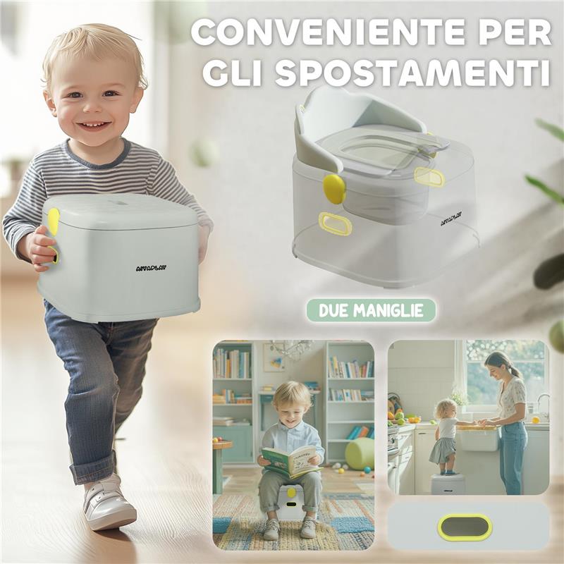 VASINO PER BAMBINI 3 IN 1 CON VASCHETTA RIMOVIBILE E IMBOTTITURA, ETÓ 6 MESI-6 ANNI, GRIGIO