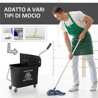CARRELLO PER PULIZIE IN PLASTICA PP DA 20L CON SECCHIO E STRIZZATORE 60X27X70.5 CM NERO