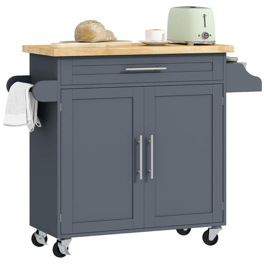 CARRELLO DA CUCINA IN LEGNO CON CASSETTO PORTASPEZIE E ARMADIETTO 109X40X89 CM GRIGIO E COLOR LEGNO
