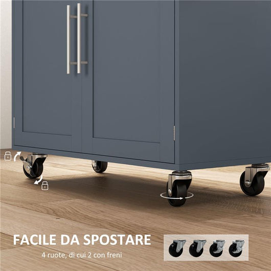 CARRELLO DA CUCINA IN LEGNO CON CASSETTO PORTASPEZIE E ARMADIETTO 109X40X89 CM GRIGIO E COLOR LEGNO
