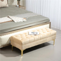 PANCA FONDO LETTO IMBOTTITA CON RIVESTIMENTO TRAPUNTATO IN TESSUTO EFFETTO VELLUTO 118X45X42 CM BEIGE
